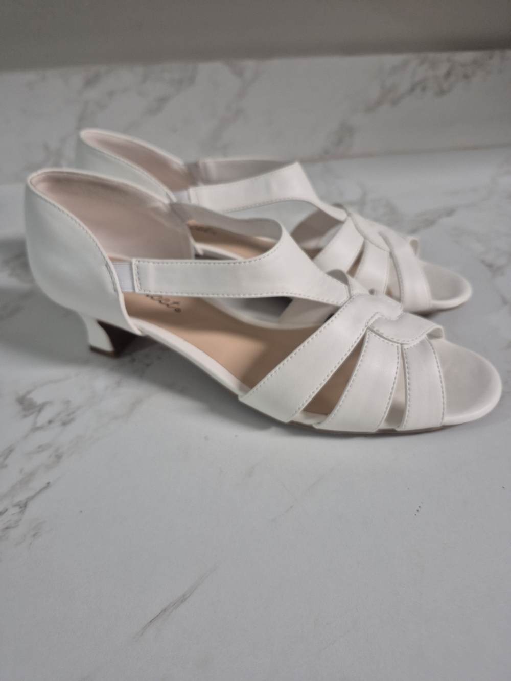 easy street White Slingback Low Heel Sandals